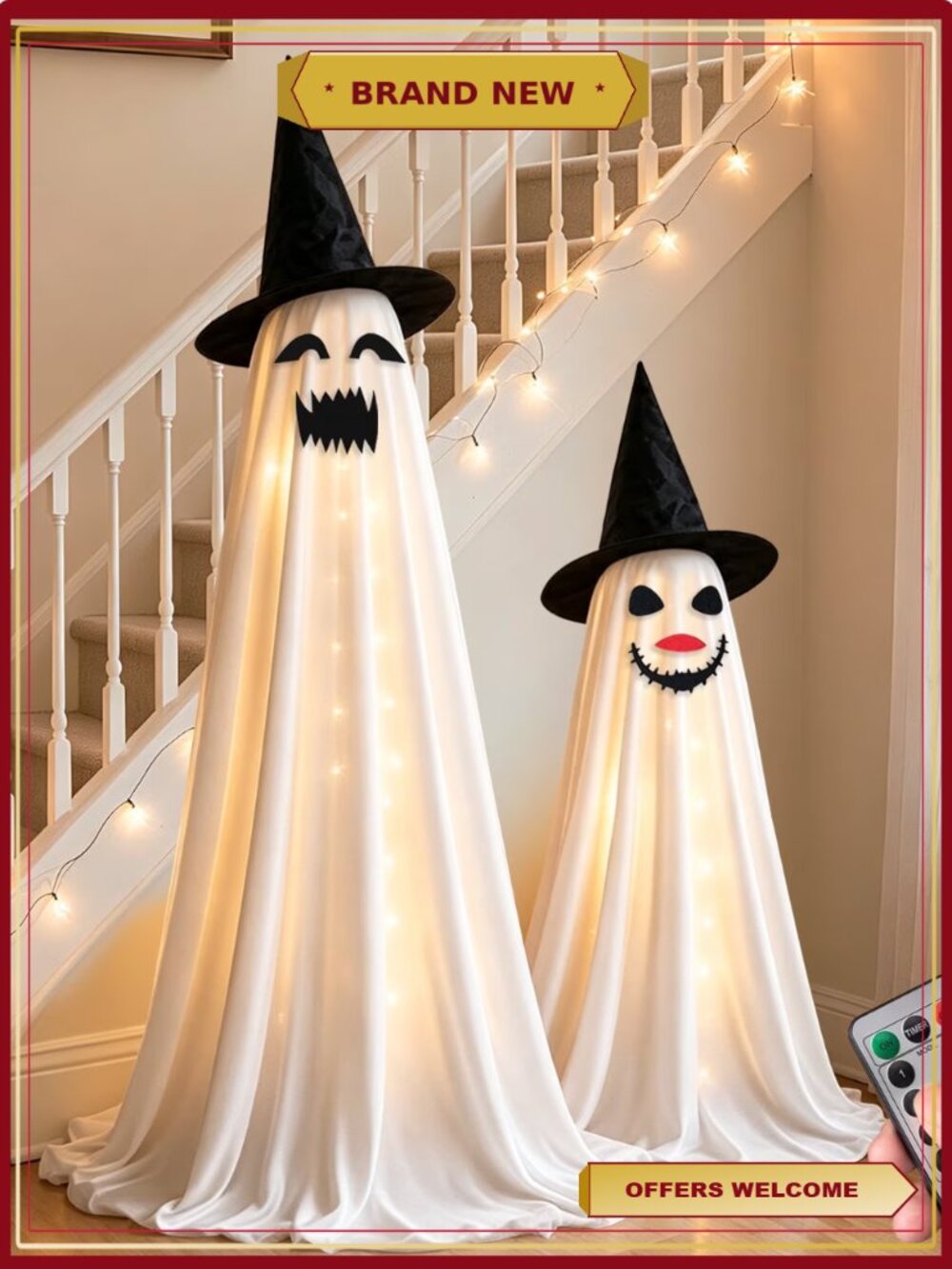 Ghost Halloween Decorations Indoor 2 Pack Light Up